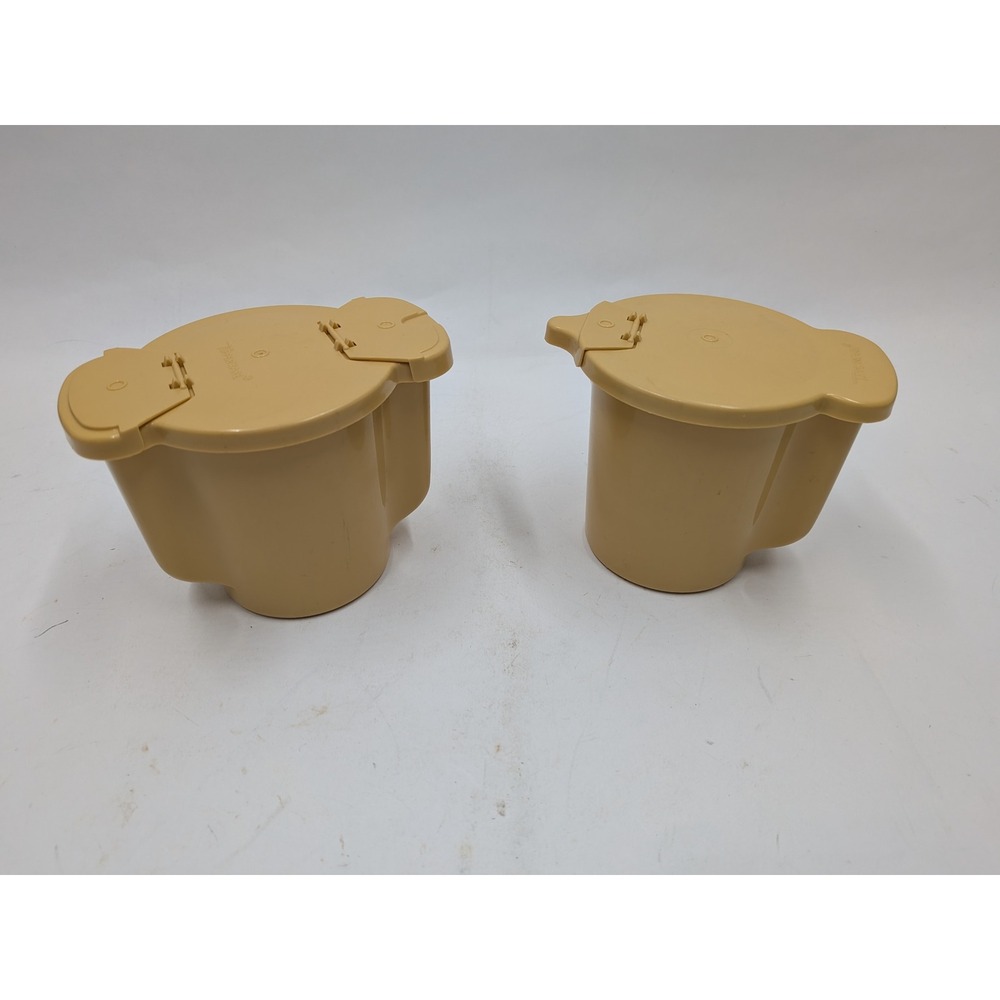 Vintage Tupperware Harvest Gold Cream and Sugar Set 574-12 577-9 Tan USA Made